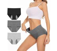 PULIOU Women Period Pants High waisted Heavy Flow Postpartum Underwear Leakproof Menstrual Knickers Extra Protection Pack of 3