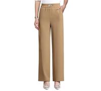 Pulisa Womens Pants, GlamorEase - Perfect Drape High Rise Pull-On Stretch Pants for Senior Women (Khaki,3XL)
