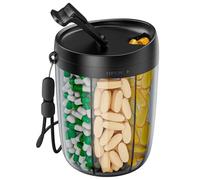 PULIV Large Pill Bottle Organizer, Supplement Organizer for Holding 6 Various Vitamins, Pill Box Case with Anti-Mixing & Wide Opening Design, Easy to Retrieve Meds, Includes 20 Pcs Stick-on Labels