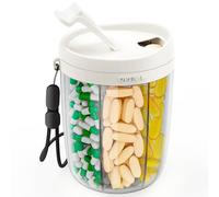 PULIV Large Supplement Organizer Bottle, Holds Plenty of 6 Various Vitamins in 1 Pill Dispenser with Anti-Mixing & Wide Openings Design, Easy to Retrieve Meds, Includes 20 Pcs Stick-on Labels White