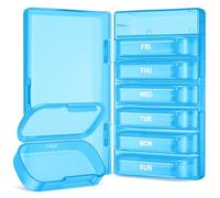 PULIV Pill Organizer with Large Capacity, Dual Protection Pill Box 7 Day, Arthritis Friendly Pill Case Easy to Open, Weekly Medicine Organizer for Vitamins, Medications, Fish Oils, Supplement (Blue)
