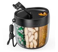 PULIV Portable Pill Dispenser Bottle, Vitamin Organizer with 7 Compartments, Holds Plenty of Supplements with Anti-Mixing & Wide Openings Design, Easy to Retrieve Meds, Includes 20 Pcs Sticky Labels