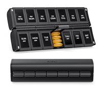 PULIV Weekly Pill Organizer 2 Times a Day with Magnetic Foldable Design for Dual Protection, Large AM PM Pill Box Case for Travel, Compact Medication Organizer for Vitamins, Fish Oils and Supplements