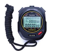 PULIVIA Stopwatch Sport Timer 100 Laps/Splits Digital Stop watch with Recall Countdown Timer Clock Alarm Calendar, Large Display Stop watch for Sports Coaches