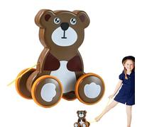 Pull Along Toy, Push Toy Cute Animal Push Pull Toy, Rubber Wheels, Quiet Pulling Wheels, Interactive Toy, Education and Entertainment