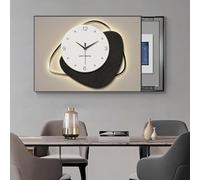 Pull and Push Decorative Circuit Breaker Box Cover, Elegant Modern Electrical Panel Cover and Wall Clock, Home Fuse Plate Boxes for Living Room(Left D,W60xH50cm (23.6x19.7in))