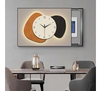 Pull and Push Decorative Circuit Breaker Box Cover, Elegant Modern Electrical Panel Cover and Wall Clock, Home Fuse Plate Boxes for Living Room(Left A,W70xH50cm (27.6x19.7in))