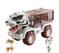 Pull Back Animal Car - Tiger Transport Truck, Educational Inertia Vehicle