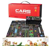 Pull Back Car Set - 24 Die Cast Alloy Mini Vehicles | Friction Powered Racing Toys, Built-In Garage Play Mat | Collectible Boys Girls Students Children Living Room Classroom