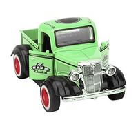 Pull Back Car Toy Alloy Pickup Truck Model with Sound and Light for Kids Play Yellow Red Green 11x5.7x5cm (Green)