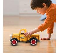 Pull Back Car Toy Alloy Pickup Truck Model with Sound and Light for Kids Play Yellow Red Green 11x5.7x5cm (Yellow)