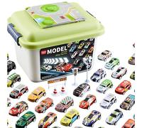 Pull Back - Mini Alloy Vehicles Set, Friction Powered Race | Sturdy Toy Car Collection, Colorful Construction And Vehicles, Small Push For Indoor Play, Travel Entertainment, A