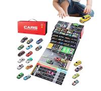 Pull-back vehicles, 48-piece toy vehicle with built-in garage, pull-back cars made of die-cast metal toy, for Christmas, birthday, class party, play activities and reward