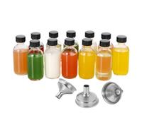 Pull Bottles with Caps, Reusable Juice Bottles - 12x Juice Jars with Lids, 2oz/60ml Leak Proof Drinking Jars for Daily Use, Travel or at the