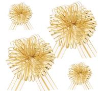 Pull Bow Large Organza Present Wrapping Ribbon Bow Christmas Pull Bow Gold 50mm Big Pull Bow for Wedding Car Decoration Gift Baskets Flower Bouquet Crafts Party Decoration Pack of 10