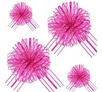 Pull Bow Large Organza Present Wrapping Ribbon Bow Christmas Pull Bow Hot-Pink 50mm Big Pull Bow for Wedding Car Decoration Gift Baskets Flower Bouquet Crafts Party Decoration Pack of 20