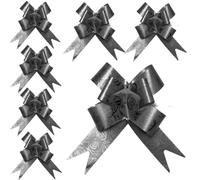 Pull Bows 30MM Printed Plain Bows for Birthday Wedding Gift Wrapping Hampers Poly Ribbon Bows Car Decoration (Black, 30)