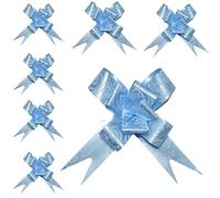 Pull Bows 30MM Printed Plain Bows for Birthday Wedding Gift Wrapping Hampers Poly Ribbon Bows Car Decoration (Light Blue, 10)