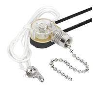 Pull Chain Switch Zing Ear ZE-109 2-Wire Single Circuit Pull Chain Ceiling Fan Light Switch Ceiling Fan Light Lamp Replacement with Pulling String Kit,Nickel