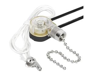 Pull Chain Switch Zing Ear ZE-109 2-Wire Single Circuit Pull Chain Ceiling Fan Light Switch Ceiling Fan Light Lamp Replacement with Pulling String Kit,Nickel