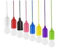 Pull Cord Bulb Light,Pull Cord Light Bulb Battery Operated LED Bulb Light Hanging Lamp On Rope 8PCS-Multicoloured Mini Ball Bulbs (No Battery)
