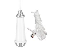 Pull Cord Light Switch With 100CM Nylon Extension - Chrome Finish Porcelain End, Blind Handle for Bathroom Ceiling Fan (White)