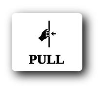 Pull door sign indicating that the door should be opened by pulling. Sign - 11.5x9.5cm Brushed Aluminium