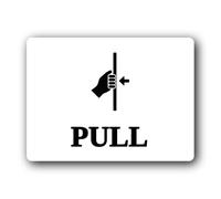Pull door sign indicating that the door should be opened by pulling. Sign - 19.4x14.3cm Brushed Aluminium