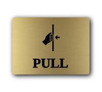 Pull door sign indicating that the door should be opened by pulling. Sign - 19.4x14.3cm Brushed Aluminium