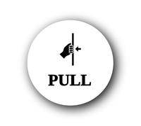 Pull door sign indicating that the door should be opened by pulling. Sign - 9.5x9.5cm Brushed Aluminium