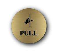 Pull door sign indicating that the door should be opened by pulling. Sign - 9.5x9.5cm Brushed Aluminium