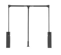 Pull Down Adjustable Side Mounted Closet Rod Two-way Buffering Heavy Duty Wardrobe Hanger for Cabinet, Organizer Storage System(Grey,S)