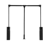 Pull Down Adjustable Side Mounted Closet Rod Two-way Buffering Heavy Duty Wardrobe Hanger for Cabinet, Organizer Storage System(Black,M)