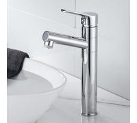 Pull-Down Bathroom Sink Faucet, High Arc Brass Single Handle Mixer Tap with 2 Spray Modes, Chrome Finish, Modern Basin Vanity Mixer for Stylish Bathrooms