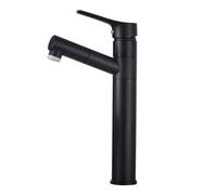 Pull-Down Bathroom Sink Faucet High Arc Brass Single Handle Mixer Tap with 2 Water Flow M Black h Ideal for Modern Bathrooms.