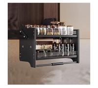 Pull Down Cabinet Organizer, 2-Tier Wall Spice Storage Basket, Strong Load-bearing Capacity, for Up-and-over and Double Door
