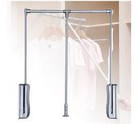 Pull Down Closet Hanging Rod Telescopic Closet Lifting Hanger Adjustable Closet Hanging Rod Wardrobe Lifting Rod Space Saving Storage System,Weight Capacity 20Kg,450-600mm