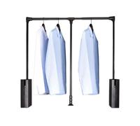 Pull Down Closet Rod, Adjustable Wardrobe Rail with Flared Handle, Damping Buffer, Space Saving Solution for Most Closets