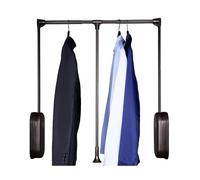 Pull Down Closet Rod,Damping Wardrobe Lifting Clothes Rail,55Ibs Load Capacity Retractable Wardrobe Rod,Three Buffers for Small People(660-890mm)