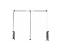 Pull Down Closet Rod,Extendable Cloth Hanger,With Pneumatic Buffer,For Wardrobe Heavy Duty Pull Down Clothes Rail Load-Bearing 25Kg,Silver-890-1210mm