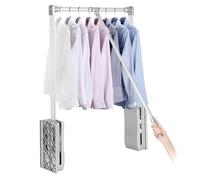 Pull Down Closet Rod - Heavy Duty Chrome Steel Hanger, Two-way Buffering for Closet Organizer Storage System, Side Mounted