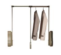 Pull Down Closet Rod,Two-way Buffering Closet Lift,Pull Down Rods Hanger with Easy-grab Pull Ring,33 Lbs Load Capacity for Hanging Clothes(Khaki,650-850mm)