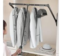 Pull-Down Coat Hanger Rack, Adjustable Liftable Clothes Rail for Wardrobe and Cabinet, Supports 30kg Load