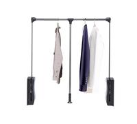 Pull Down Double Buffering Wardrobe Rail, 33lbs Adjustable Telescopic Clothes Hanger Bar for Cloakroom