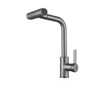 Pull-Down Kitchen Faucet, 3 Function Water Flow, Copper Mixer Tap with Digital Display, Elegant Finish in White/Chrome/Silver/Gunmetal/Black - Modern Design for Home Use