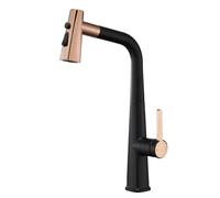 Pull Down Kitchen Faucet 360° Swivel Kitchen Sink Faucet with 3 Function Pull Out Sprayer Brass Kitchen Mixer Tap Single Handle Single Hole Deck Mounted,Black Rose Gold