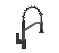 Pull Down Kitchen Faucet Brass Swivel Tap with Retractable Spray 2 Function Hot & Cold Water Mixer Modern Kitchen Sink Faucet for Easy Cleaning and Versatile Use (Black)