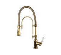 Pull Down Kitchen Faucet Dual Handle Hot & Cold Mixer Tap Stylish Gold Sink Faucet for Kitchen Modern Design Durable and Easy to Install