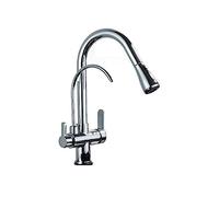 Pull-Down Kitchen Faucet, Dual Handle, Hot & Cold Water, Easy Install, Chrome Finish, Pure Water Tap, Modern Design for Home & Restaurant