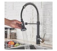 Pull Down Kitchen Faucet, Matte Black, 360° Swivel Mixer Tap, Wall-Mounted, Hot & Cold Water, Gray Spray Head, Modern Design for Easy Kitchen Upgrade,Nickel and Black